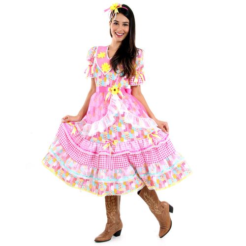 Fantasia Vestido Junina Ana Adulto - Festa Junina