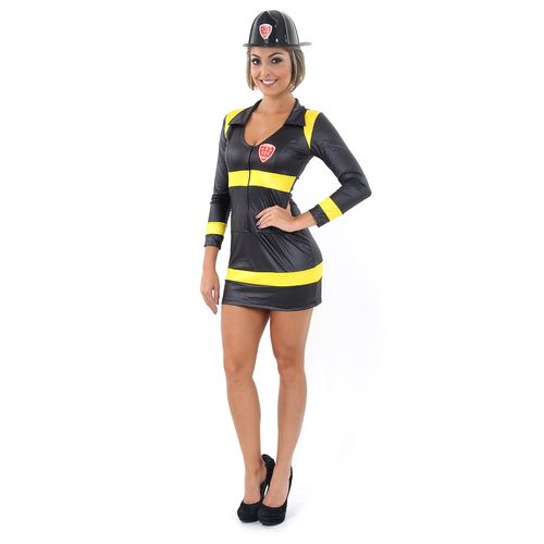 Fantasia Bombeira Preta Adulto - Heat Girls