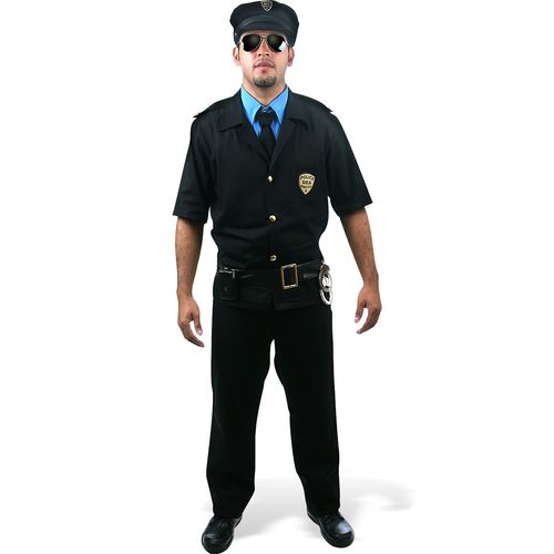 Fantasia Policial Masculina Adulto Completa com Chapéu