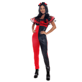Fantasia Palhaça Sangrenta Macacão Adulto com Tiara - Halloween