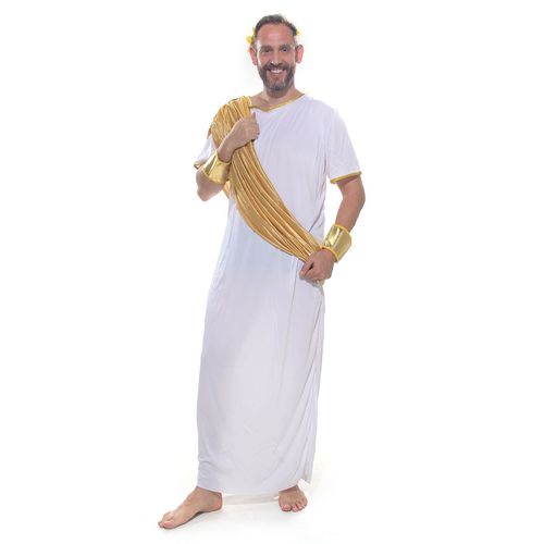 Fantasia Príncipe Romano Túnica Adulto com Acessório de Cabeça e Braceletes
