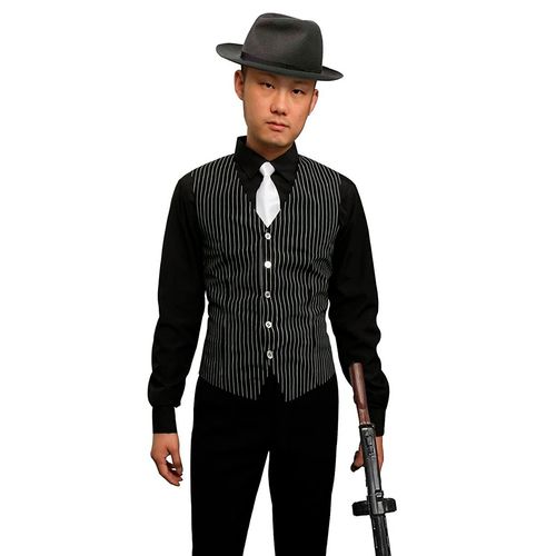 Fantasia Gangster Camisa Colete e Gravata Adulto