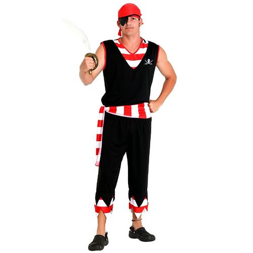 Fantasia Pirata Masculino Adulto Verão c/ Bandana e Tapa Olho