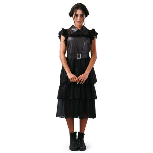 Fantasia Wandinha Luxo Baile Adulto Cosplay Halloween