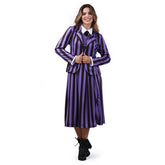 Fantasia Wandinha Adulta Uniforme Colegial Roxo Halloween Luxo
