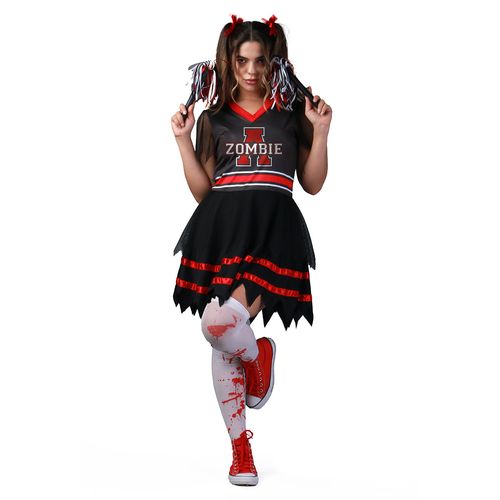 Fantasia Zombie Cheer Líder de Torcida Adulto Halloween
