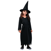 Fantasia Bruxa Infantil Preta com Chapéu Halloween Clássico