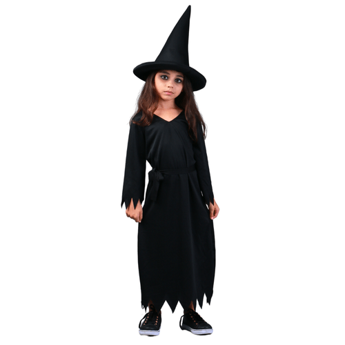 Fantasia Bruxa Infantil Preta com Chapéu Halloween Clássico