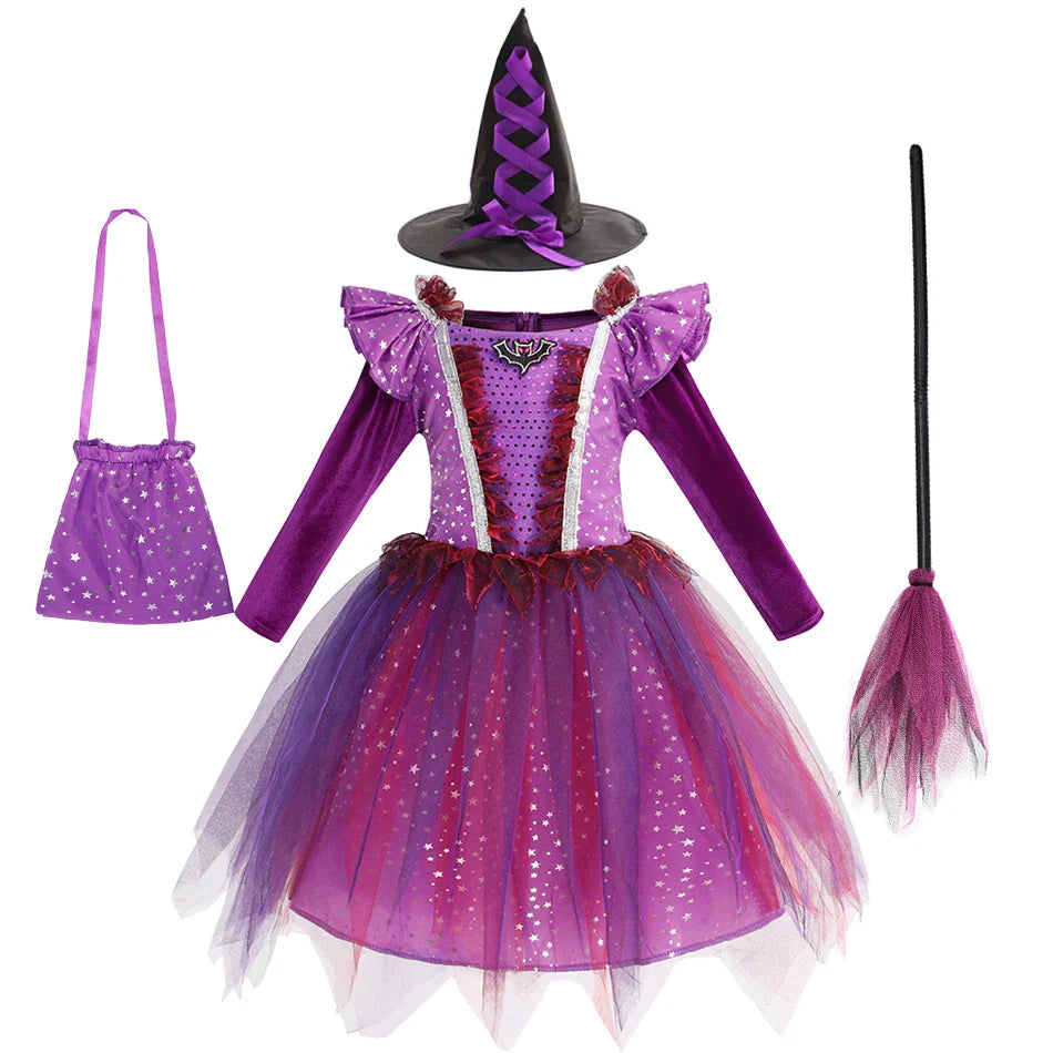 Fantasia de Bruxa Infantil Roxo