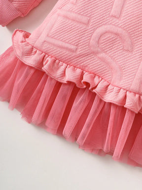 Vestido Rosa com Manga Longa Infantil