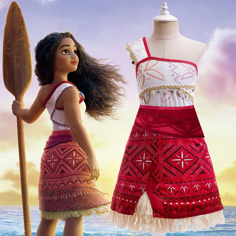Fantasia Moana 2 Completa Infantil com Colar e Flor
